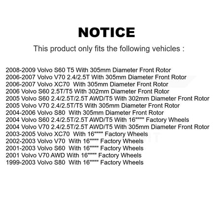 Front Rear Semi-Metallic Pads And Disc Brake Rotors Kit For Volvo S60 XC70 V70 S80 K8A-103277