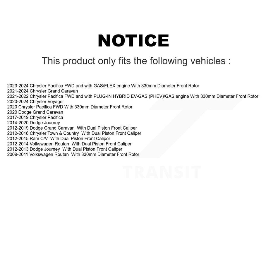 Front Brake Rotors Ceramic Pad Kit For Dodge Grand Caravan Journey Chrysler Pacifica Town K8A-103774