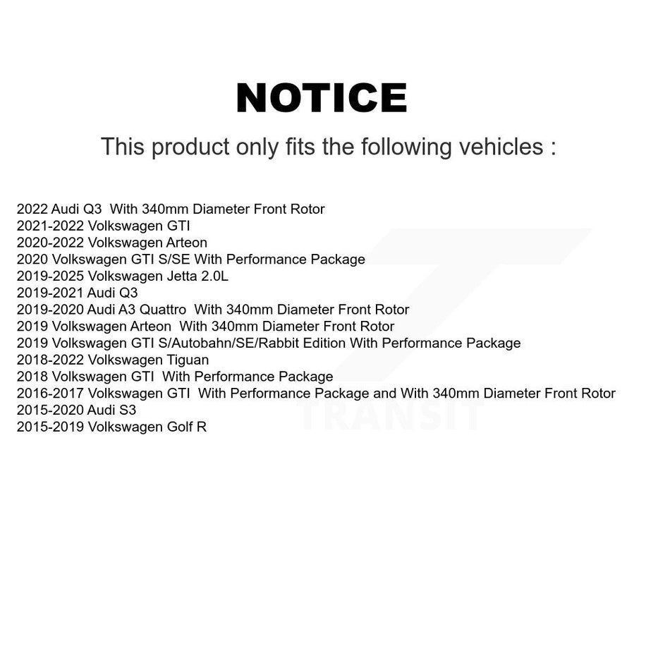 Front Brake Rotor & Ceramic Pad Kit For Volkswagen Tiguan Jetta Audi Q3 GTI Golf R Arteon K8A-103778
