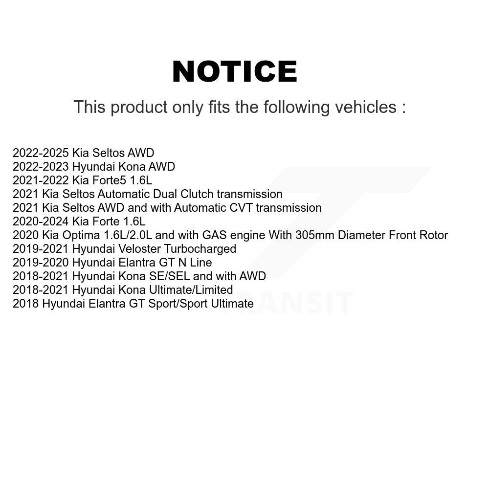 Front Brake Rotor And Ceramic Pad Kit For Kia Hyundai Kona Seltos Forte Elantra GT Forte5 K8A-103839