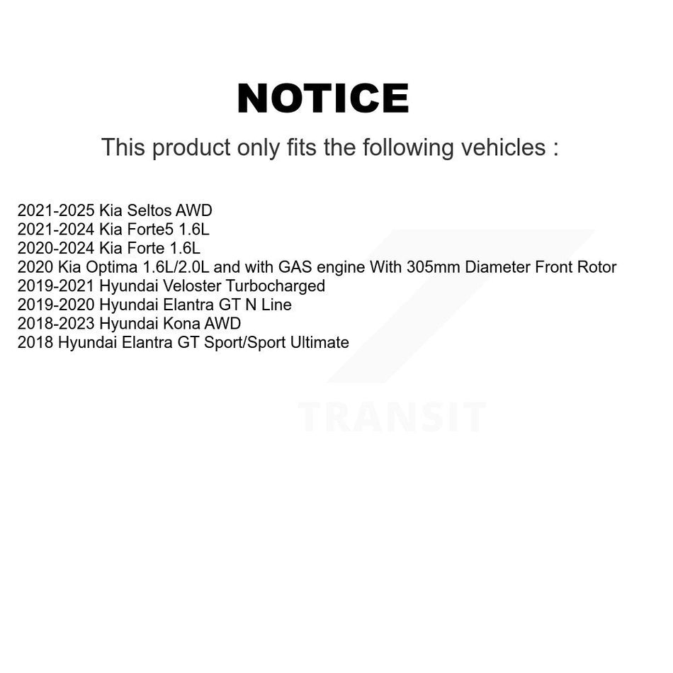Front Brake Rotor And Ceramic Pad Kit For Kia Hyundai Kona Seltos Forte Elantra GT Forte5 K8A-103839