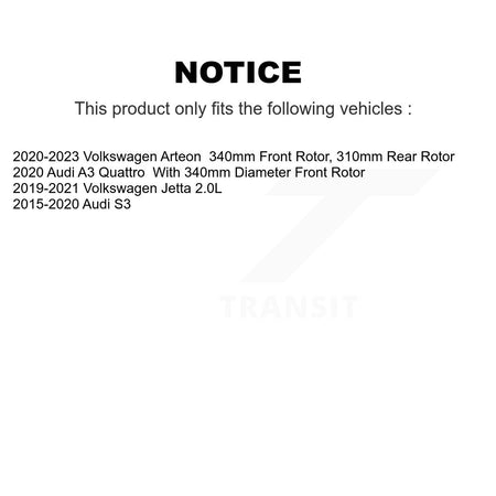 Front Disc Brake Rotor And Ceramic Pad Kit For Volkswagen Jetta Audi S3 A3 Quattro Arteon K8A-103960