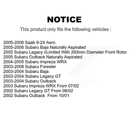 Front Brake Rotors & Ceramic Pad Kit For Subaru Forester Impreza Outback Legacy Baja Saab K8A-104096
