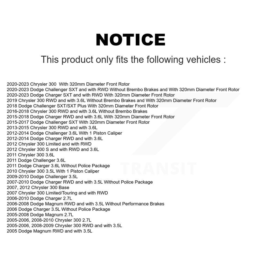 Front Disc Brake Rotor & Ceramic Pad Kit For Dodge Chrysler 300 Charger Challenger Magnum K8A-104202