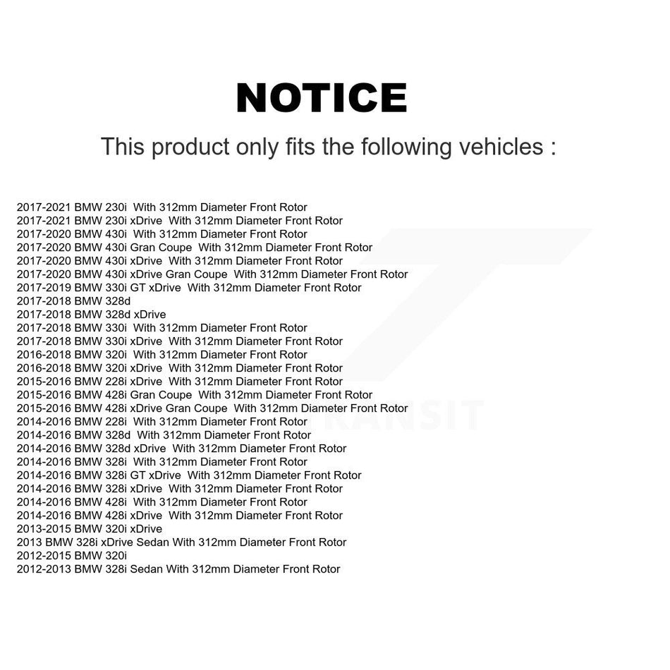 Front Brake Rotor Semi-Metallic Pad Kit For BMW 328i xDrive 330i 320i 428i 328d 230i 430i K8A-104245