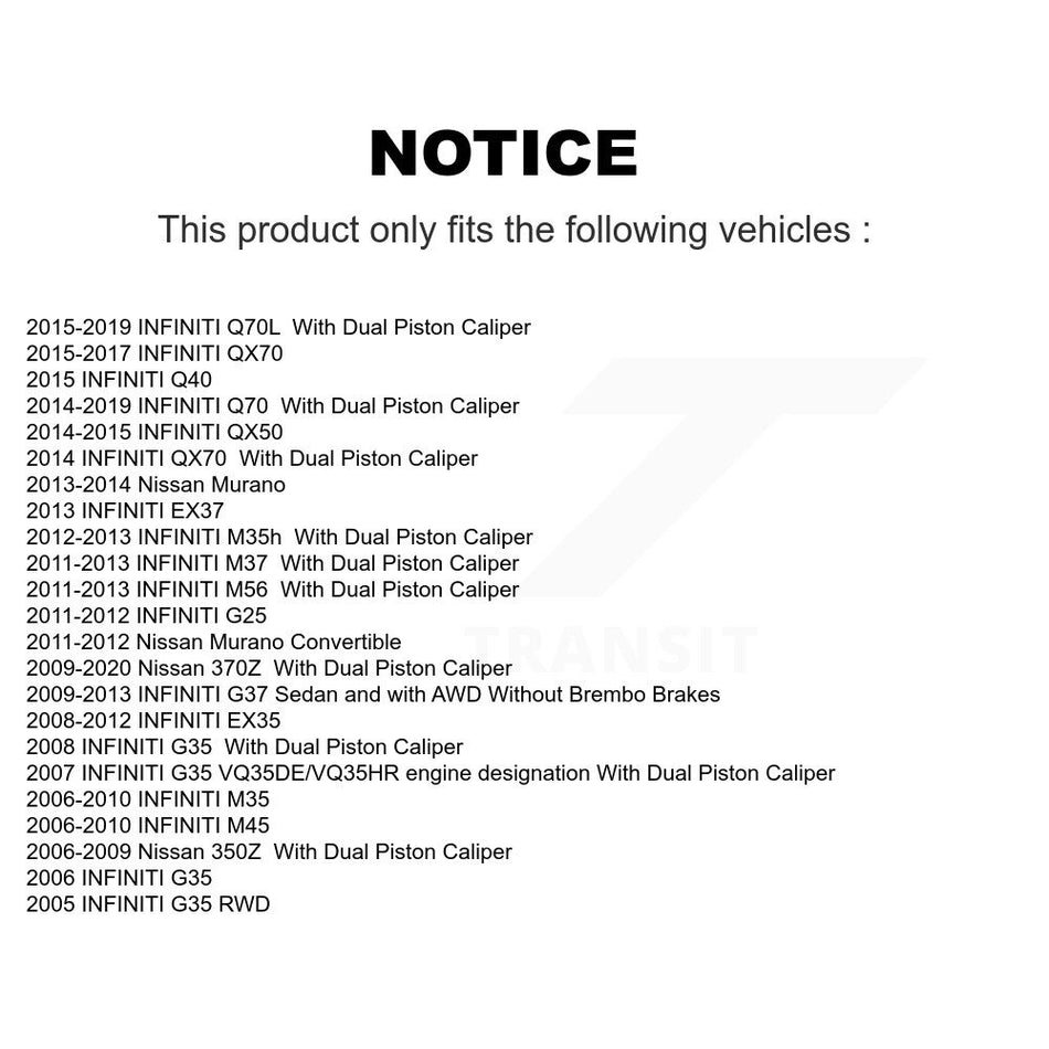 Front Brake Rotor Semi-Metallic Pad Kit For INFINITI Nissan Murano G37 G35 EX35 370Z QX50 K8A-104309