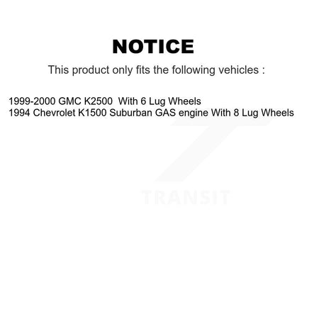 Front Disc Brake Rotors And Semi-Metallic Pads Kit For GMC K2500 Chevrolet K1500 Suburban K8A-104360