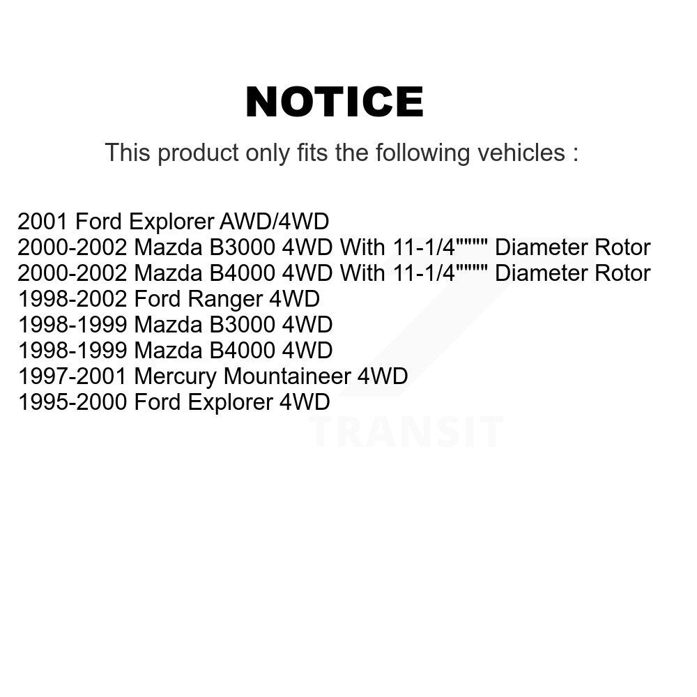 Front Disc Brake Rotor & Semi-Metallic Pad Kit For Ford Ranger Explorer Mazda B4000 B3000 K8A-104395