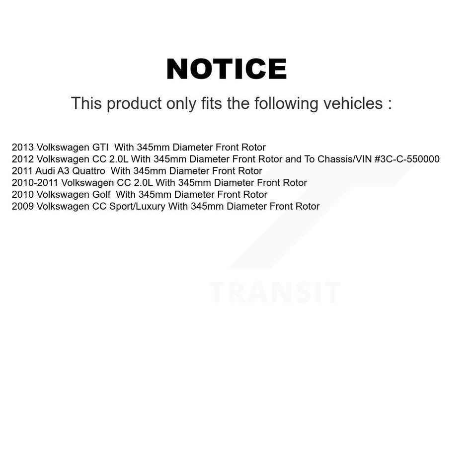 Front Disc Brake Rotor & Semi-Metallic Pad Kit For Volkswagen Golf CC GTI Audi A3 Quattro K8A-104463
