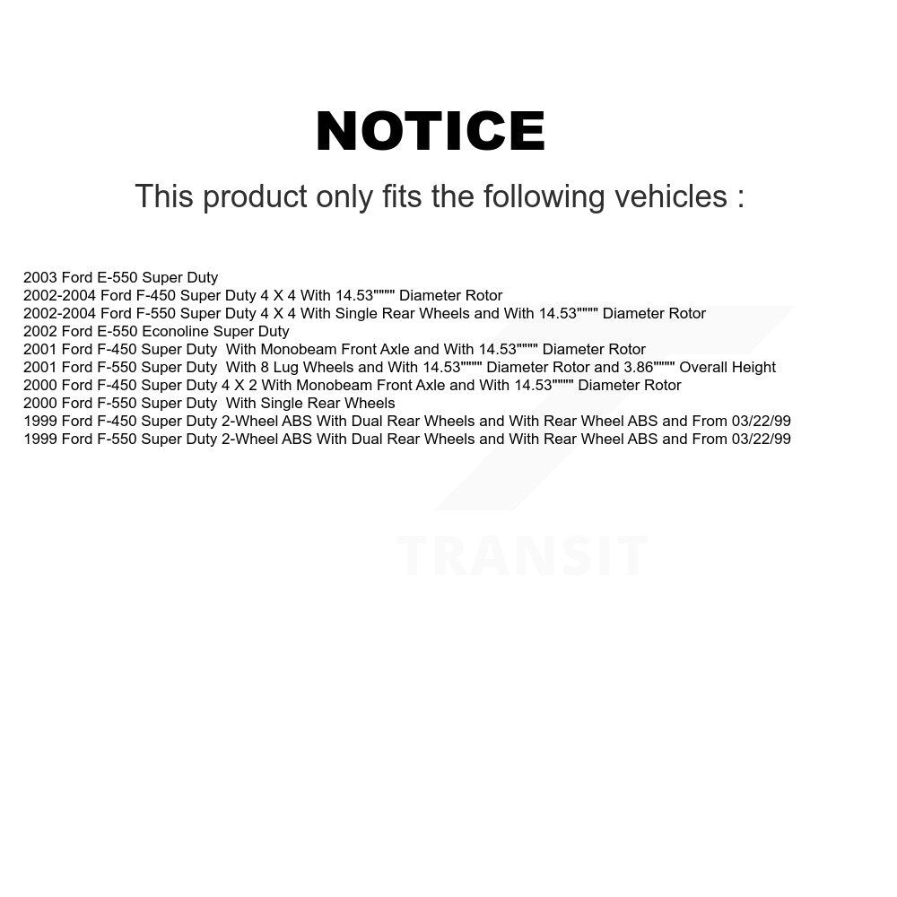 Front Brake Rotor & Semi-Metallic Pad Kit For Ford E-550 Super Duty F-450 F-550 Econoline K8A-104525