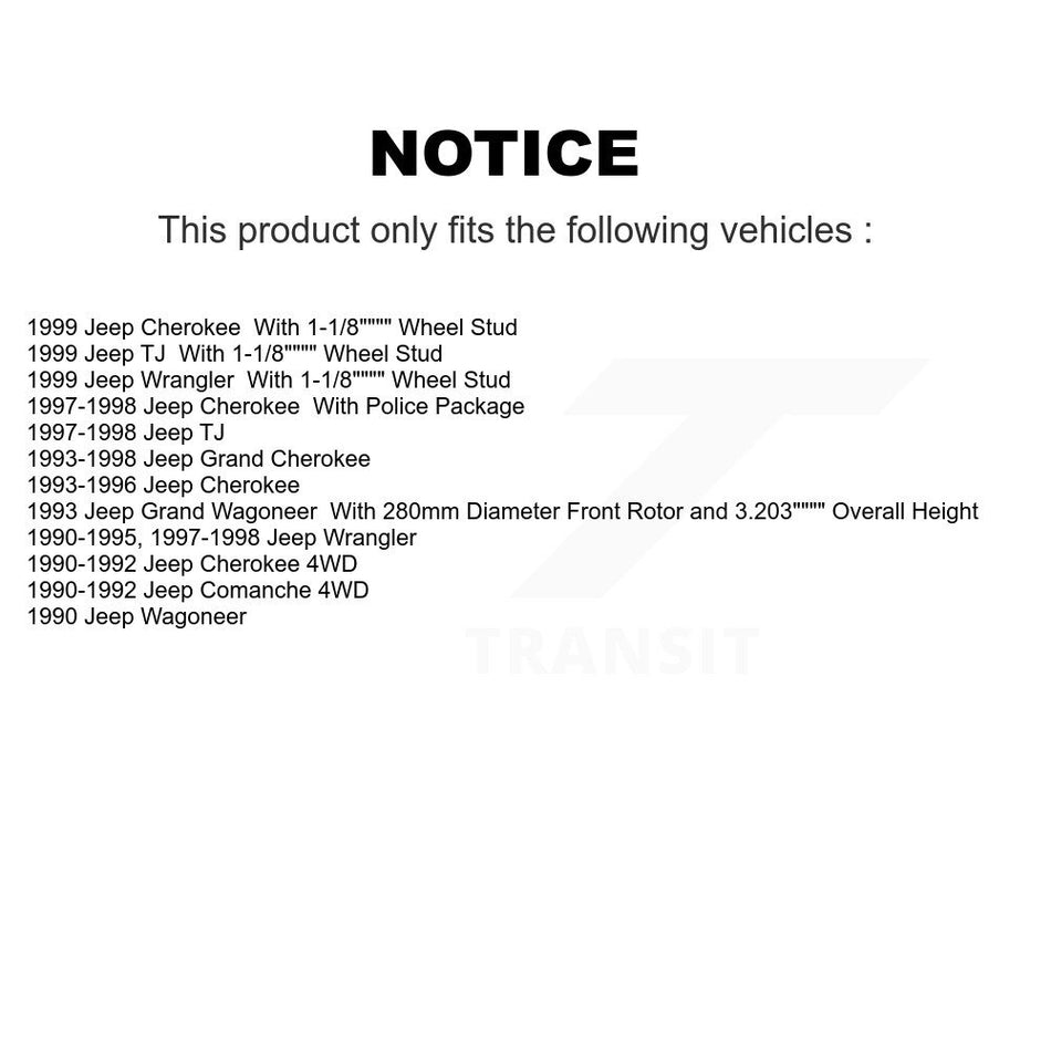 Front Disc Brake Rotor Semi-Metallic Pad Kit For Jeep Wrangler Cherokee Grand Comanche TJ K8A-104700