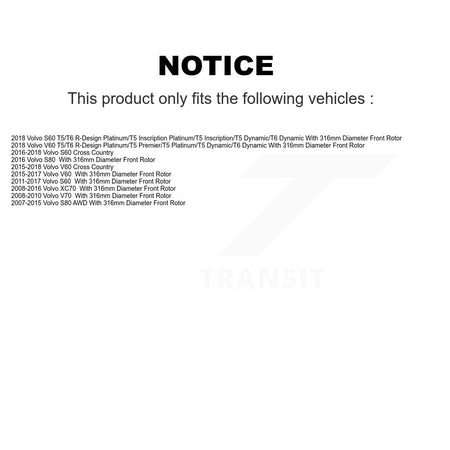 Front Disc Brake Rotor Semi-Metallic Pad Kit For Volvo XC70 S60 V60 S80 Cross Country V70 K8A-104716