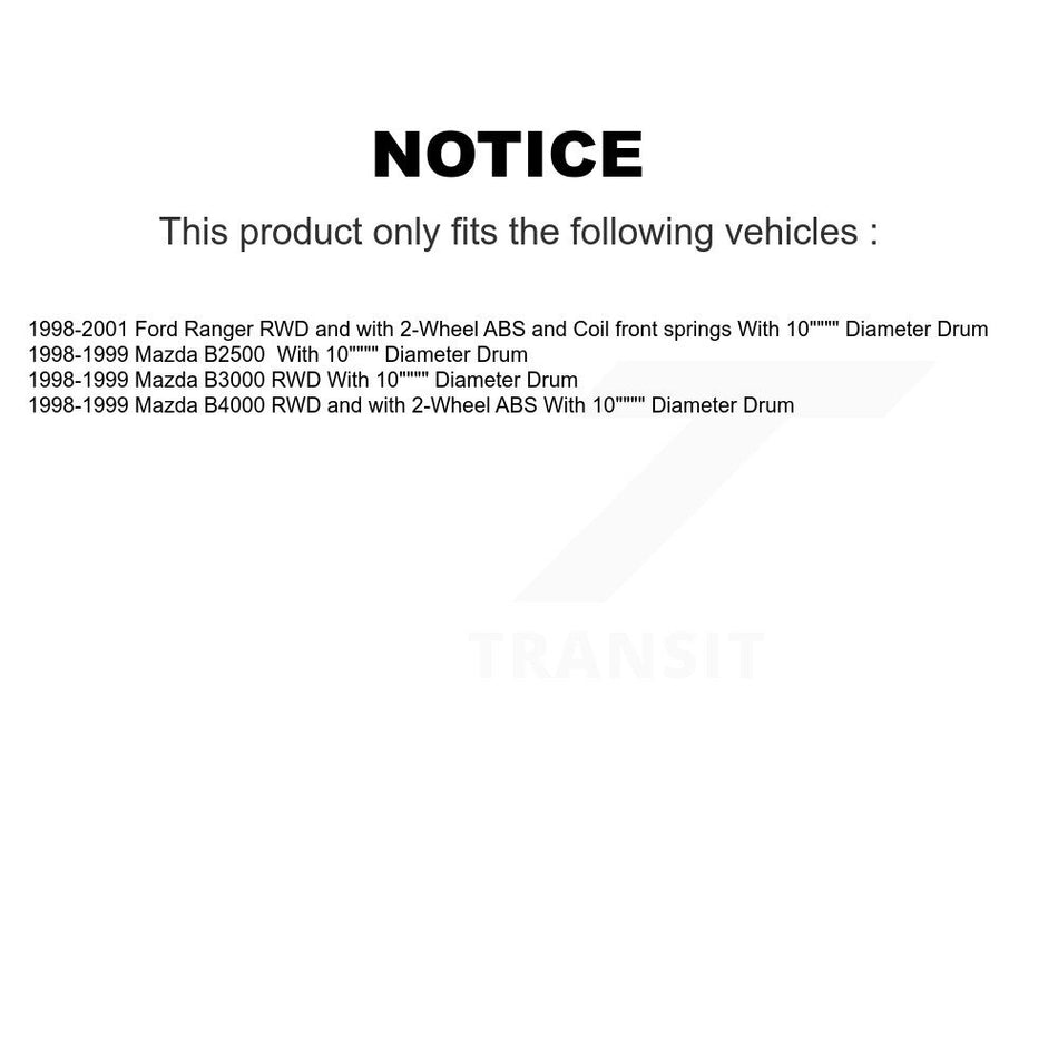 Front Rear Brake Rotor Semi-Metallic Pad Drum Kit For Ford Ranger Mazda B4000 B3000 B2500 K8A-105392