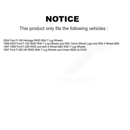 Front Disc Brake Rotors Hub And Semi-Metallic Pads Kit For Ford F-150 F-250 HD Heritage K8A-105779