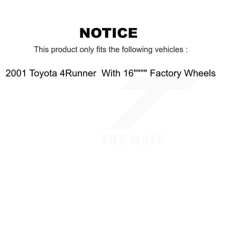 Front Rear Brake Rotor Ceramic Pad Drum Kit For 01 Toyota 4Runner With 16" Factory Wheels K8A-105934