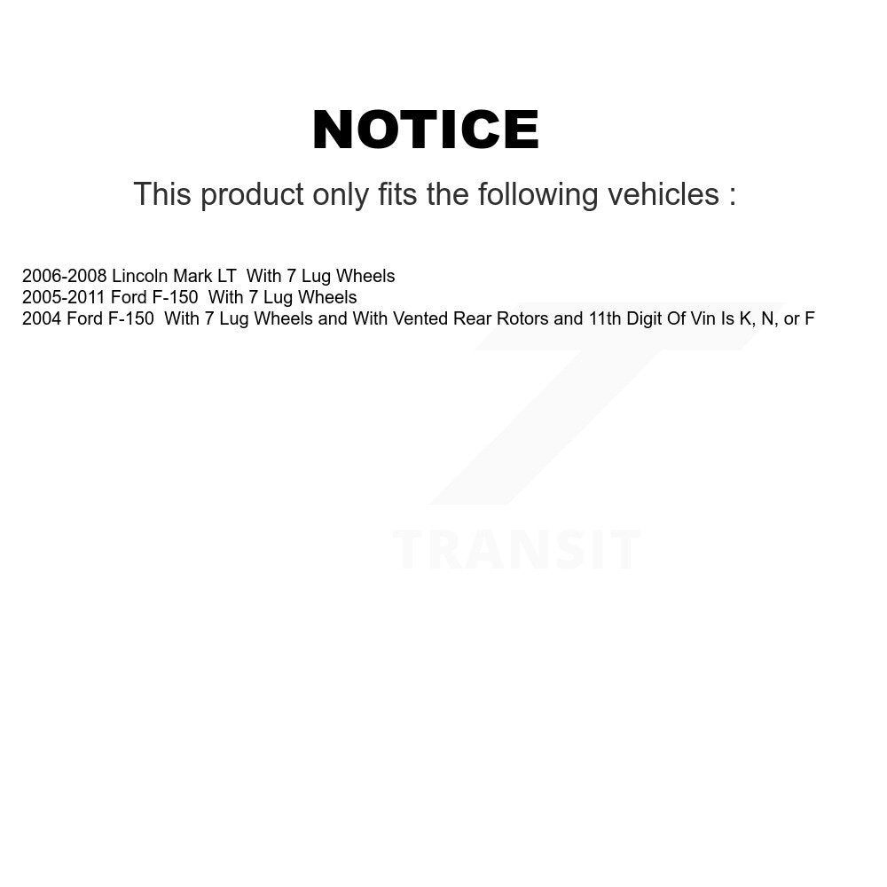 Rear Disc Brake Rotors And Semi-Metallic Pads Kit For Ford F-150 Lincoln Mark LT K8A-106176