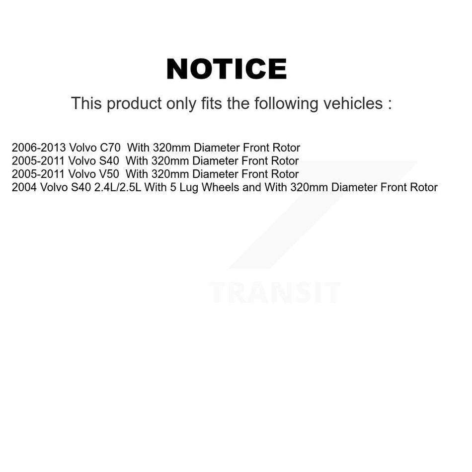 Front Disc Brake Rotors And Semi-Metallic Pads Kit For Volvo S40 V50 C70 K8A-107002