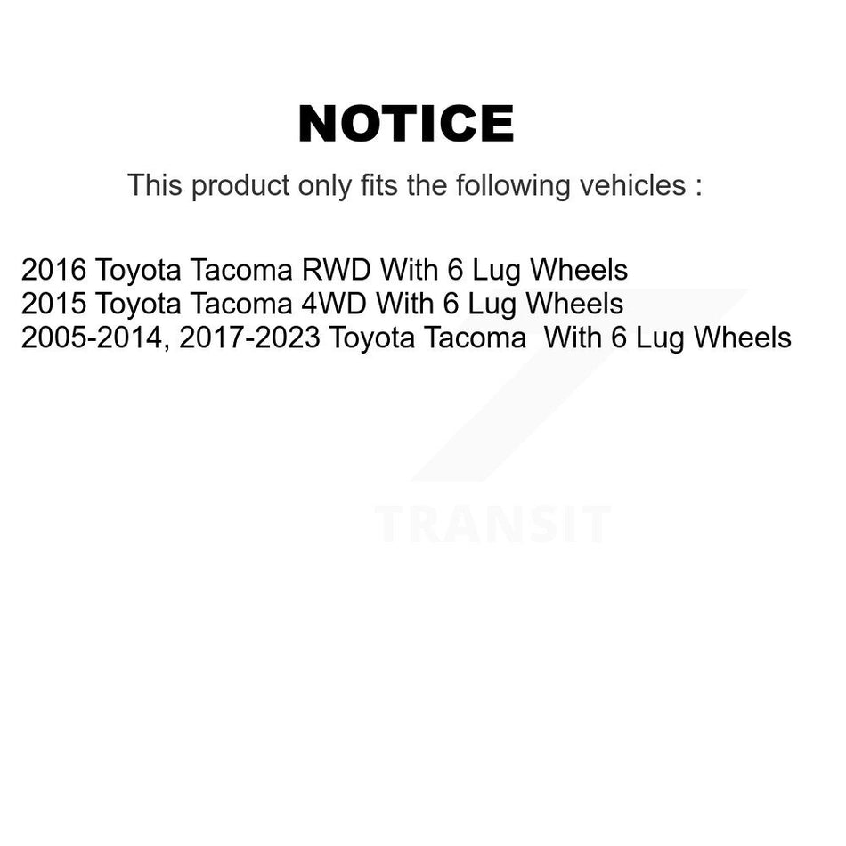 Front Rear Brake Rotor Ceramic Pad And Drum Kit (9Pc) For Toyota Tacoma With 6 Lug Wheels K8A-107989