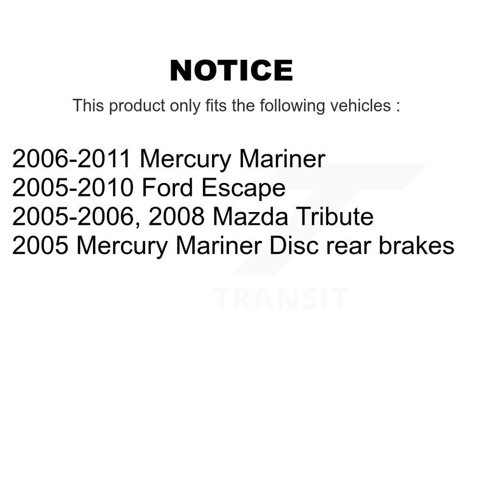 Rear Disc Rotors Semi-Metallic Pads Parking Brake Shoes Kit For Ford Escape Mazda Tribute K8A-108357