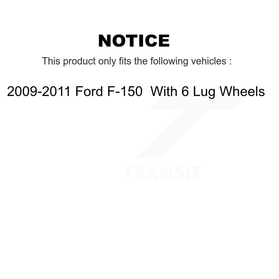 Rear Disc Rotors Semi-Metallic Pads & Parking Shoes Kit For Ford F-150 With 6 Lug Wheels K8A-108497