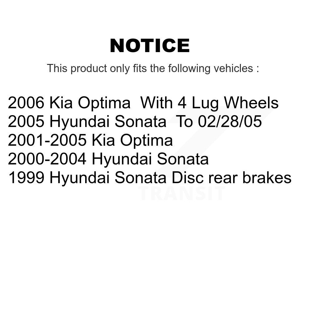 Rear Disc Rotors Ceramic Pads Parking Shoes & Hardware Kit For Hyundai Sonata Kia Optima K8A-108798