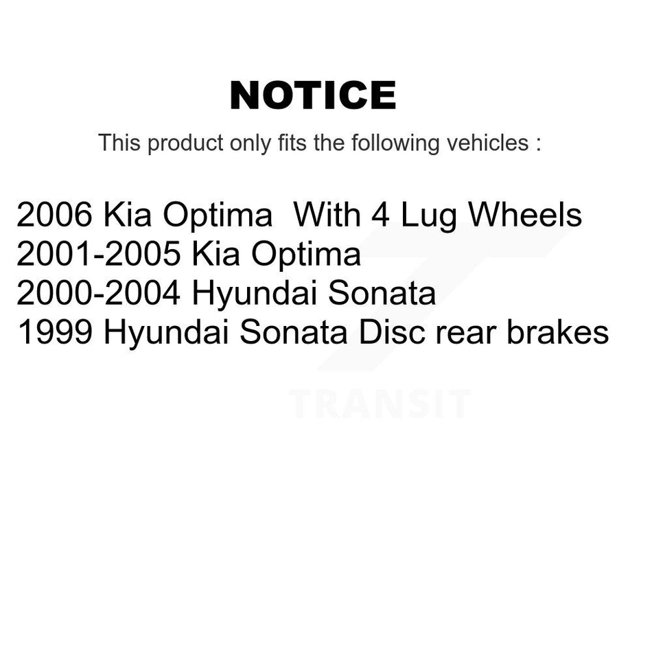 Rear Disc Rotors Ceramic Pads Parking Shoes & Hardware Kit For Hyundai Sonata Kia Optima K8A-108798