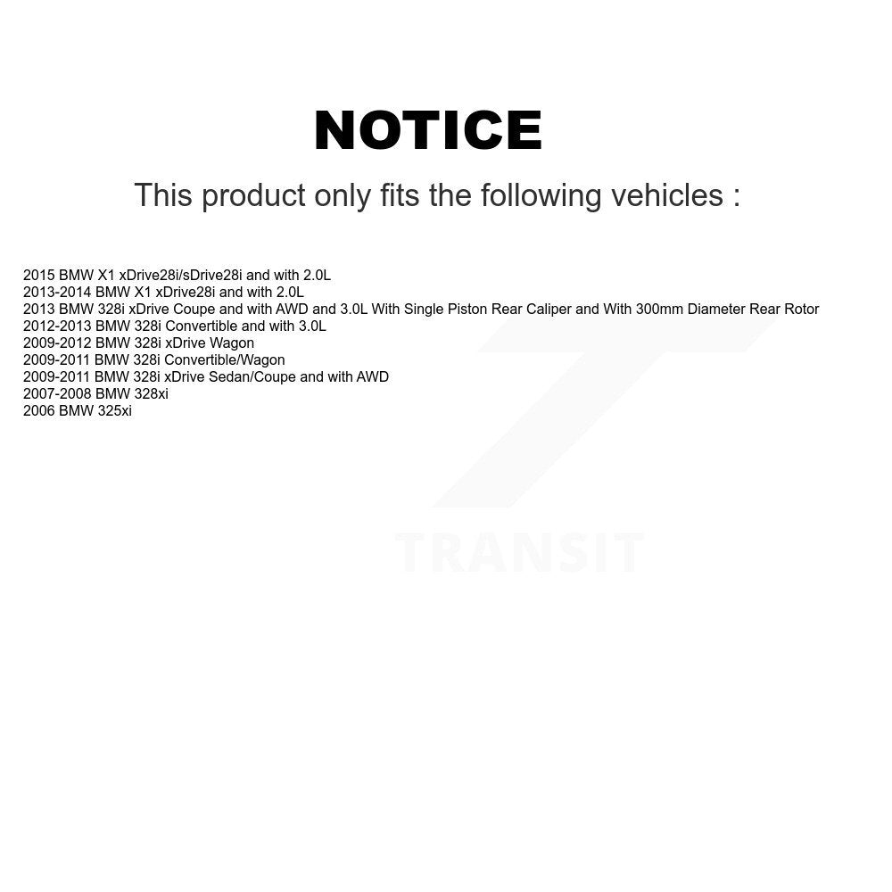 Rear Disc Rotors Semi-Metallic Pads Parking Shoes And Hardware Kit For BMW 328i xDrive X1 K8A-109011
