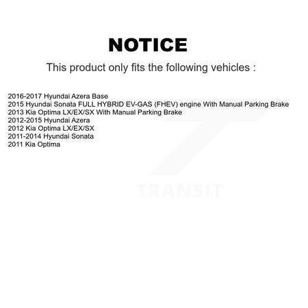 Rear Disc Rotors Ceramic Pads Parking Shoes & Hardware Kit For Hyundai Sonata Kia Optima K8A-109032