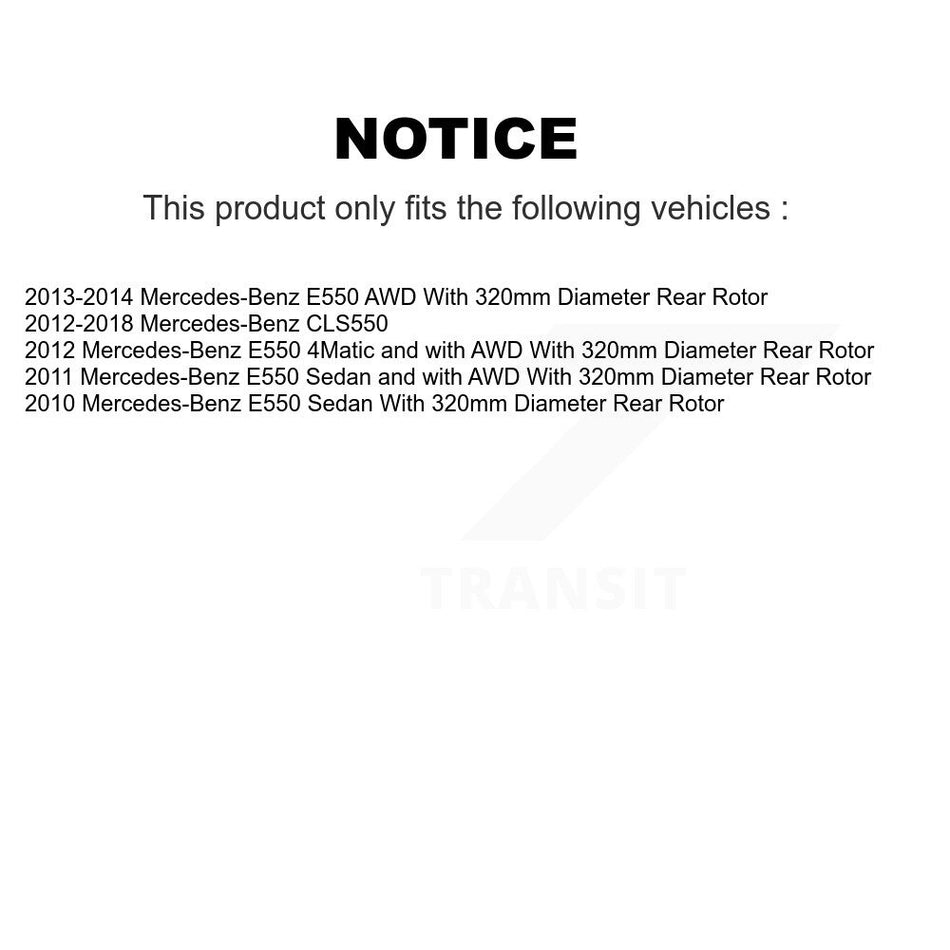 Rear Disc Rotors Semi-Metallic Pads Parking Shoes And Hardware Kit For Mercedes-Benz E550 K8A-109113