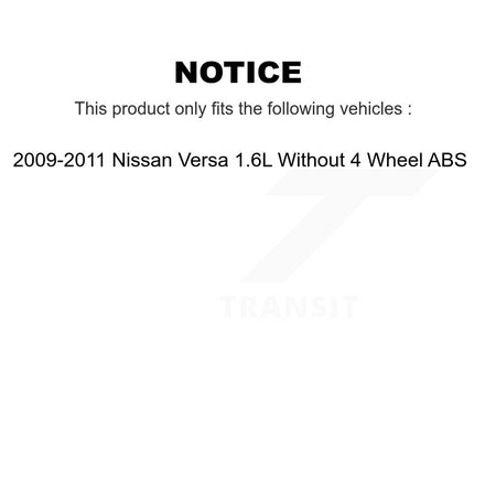 Front Rear Brake Rotors Ceramic Pad & Drum Kit (9Pc) For Nissan Versa Without 4 Wheel ABS K8A-109220