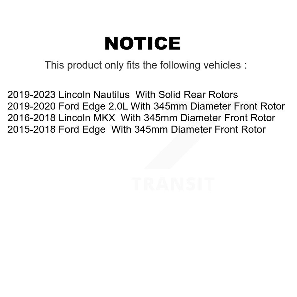 Front Disc Brake Rotors And Ceramic Pads Kit For Ford Edge Lincoln MKX Nautilus K8C-100245