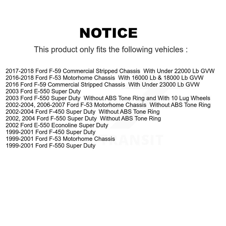Rear Disc Brake Rotors And Ceramic Pads Kit For Ford F59 E-550 Super Duty F-550 F-450 F-53 Motorhome Chassis Econoline F-59 Commercial Stripped K8C-101652