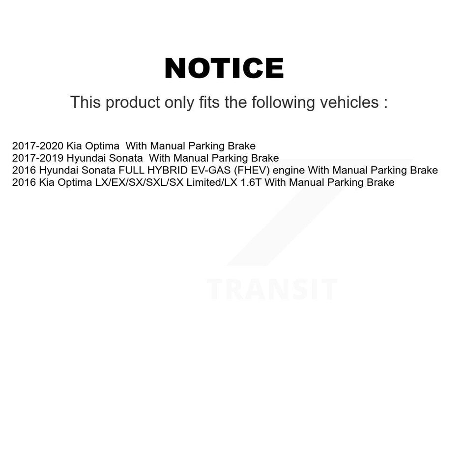 Rear Brake Rotors Ceramic Pad Kit For Hyundai Sonata Kia Optima With Manual Parking K8C-101665