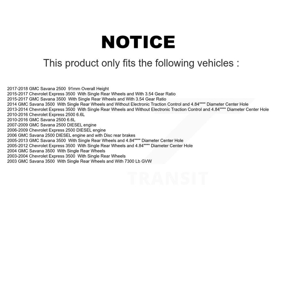 Rear Disc Brake Rotors And Ceramic Pads Kit For Chevrolet Express 3500 2500 GMC Savana K8C-101822