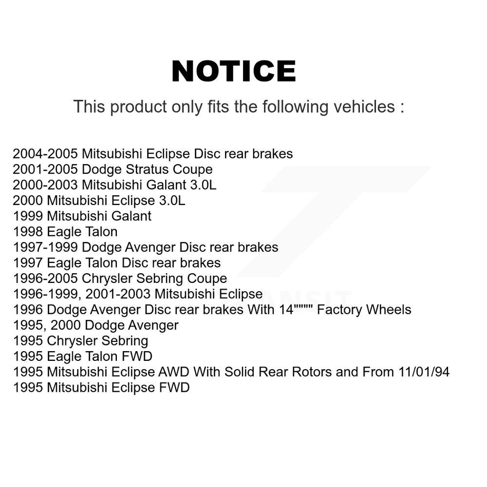 Rear Disc Brake Rotors And Ceramic Pads Kit For Mitsubishi Chrysler Sebring Dodge Eclipse Stratus Galant Avenger Eagle Talon K8C-102074