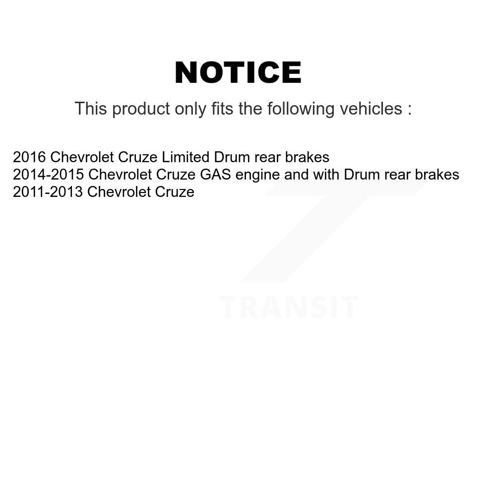 Front Rear Disc Brake Rotors Ceramic Pads And Drum Kit (9Pc) For Chevrolet Cruze Limited K8C-102939