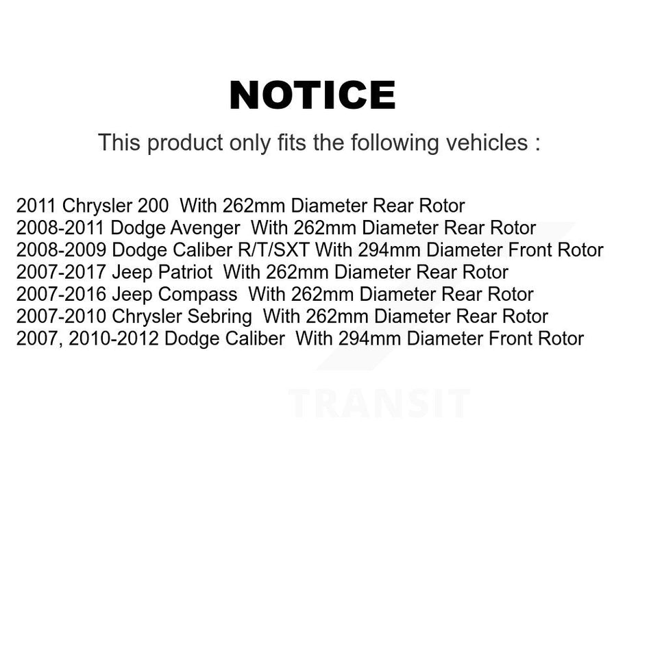 Front Rear Disc Brake Rotors And Semi-Metallic Pads Kit For Jeep Patriot Dodge Compass Caliber Chrysler Avenger Sebring 200 K8F-100966