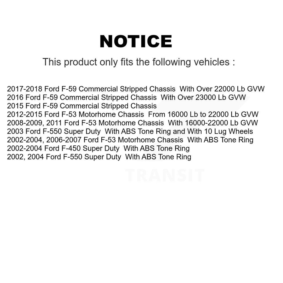Rear Disc Brake Rotors And Semi-Metallic Pads Kit For Ford F59 F-550 Super Duty F-450 F-53 Motorhome Chassis F-59 Commercial Stripped K8F-101602