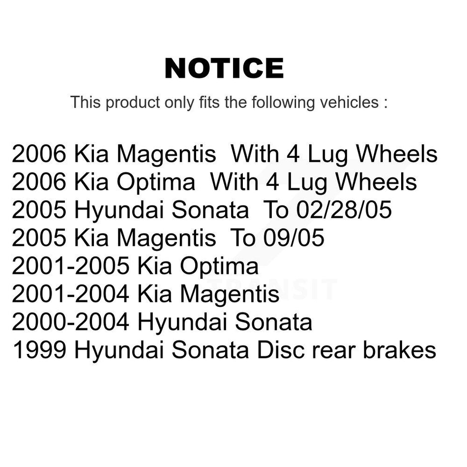 Rear Disc Brake Rotors And Semi-Metallic Pads Kit For Hyundai Sonata Kia Optima Magentis K8F-101736