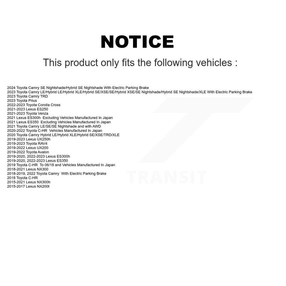 Rear Disc Brake Rotors And Semi-Metallic Pads Kit For Toyota Camry RAV4 Lexus NX200t C-HR NX300 ES350 Avalon NX300h ES300h UX250h UX200 ES250 Venza Corolla Cross K8F-101966