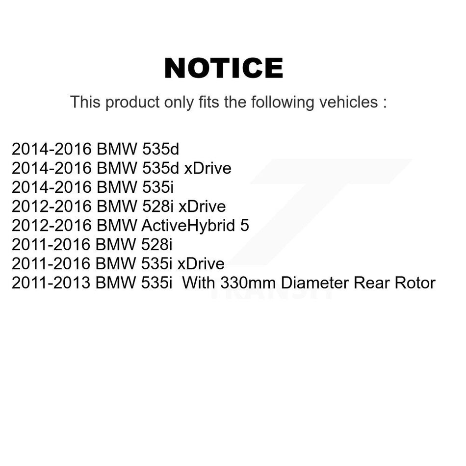 Rear Disc Brake Rotors And Semi-Metallic Pads Kit For BMW 528i 535i xDrive 535d ActiveHybrid 5 K8F-101972