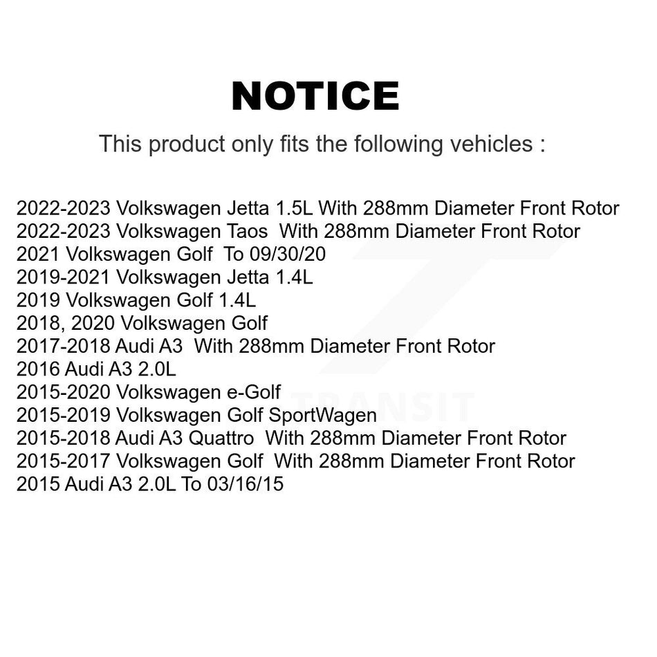 Front Disc Brake Rotors And Semi-Metallic Pads Kit For Volkswagen Jetta Audi Golf A3 SportWagen Quattro e-Golf Taos K8F-102496