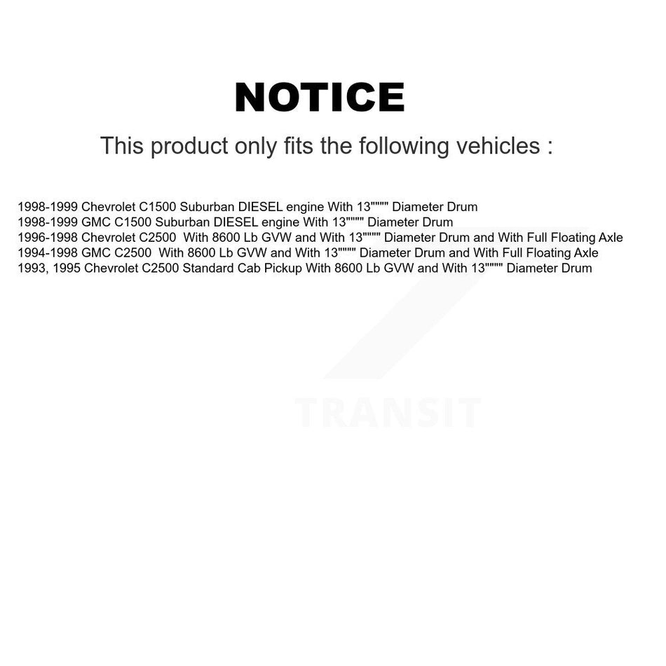 Front Rear Disc Brake Rotors Hub Assembly Semi-Metallic Pads And Drum Kit For Chevrolet C2500 C1500 Suburban GMC K8F-103401