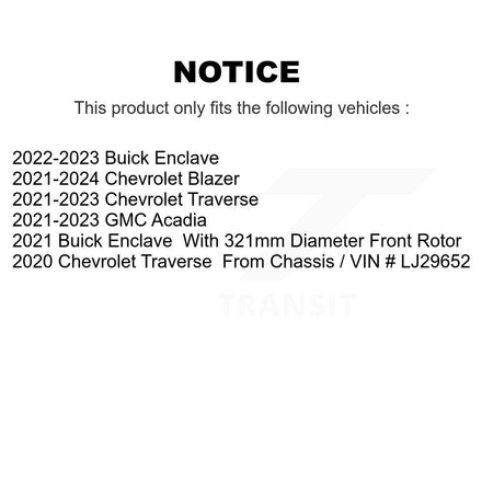 Front Rear Brake Rotor And Semi-Metallic Pad Kit For Chevrolet Traverse Blazer GMC Acadia K8F-104171