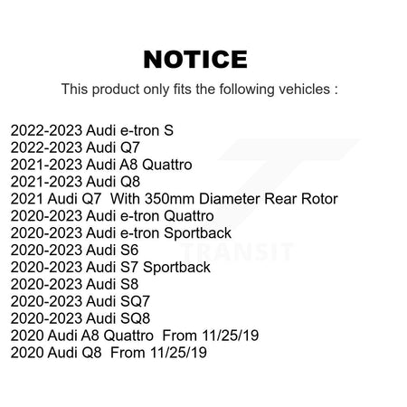Rear Brake Rotor Semi-Metallic Pad Kit For Audi Q7 Q8 e-tron Quattro SQ8 Sportback SQ7 S6 K8F-104293