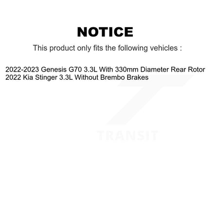 Rear Disc Brake Rotors And Semi-Metallic Pads Kit For Genesis G70 Kia Stinger 3.3L K8F-104335