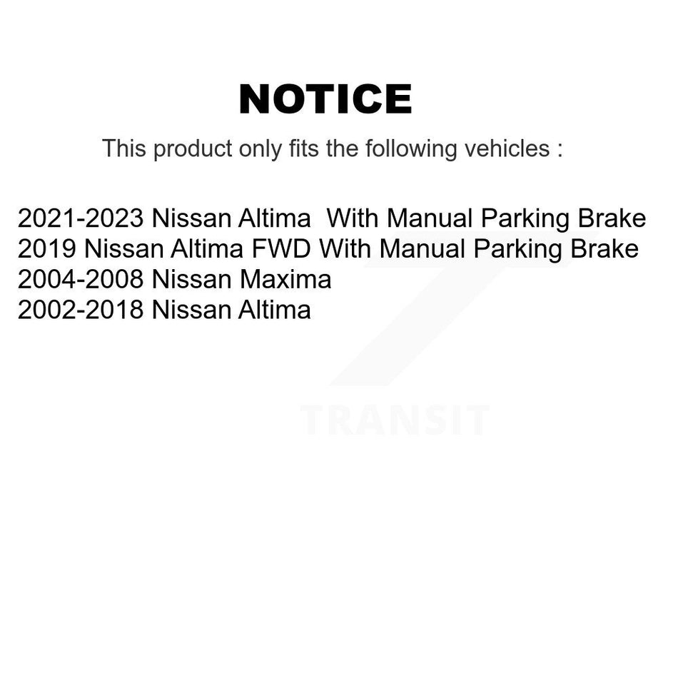 Rear Disc Rotors Semi-Metallic Pads And Parking Brake Shoes Kit For Nissan Altima Maxima K8F-104412