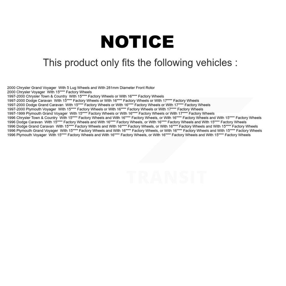Front Rear Brake Rotor Semi-Metallic Pad Drum Kit For Dodge Caravan Grand Plymouth Town & K8F-105275