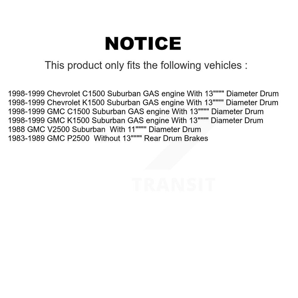 Rear Brake Drum Shoes Kit For Chevrolet K1500 Suburban C1500 GMC P2500 K8N-100092