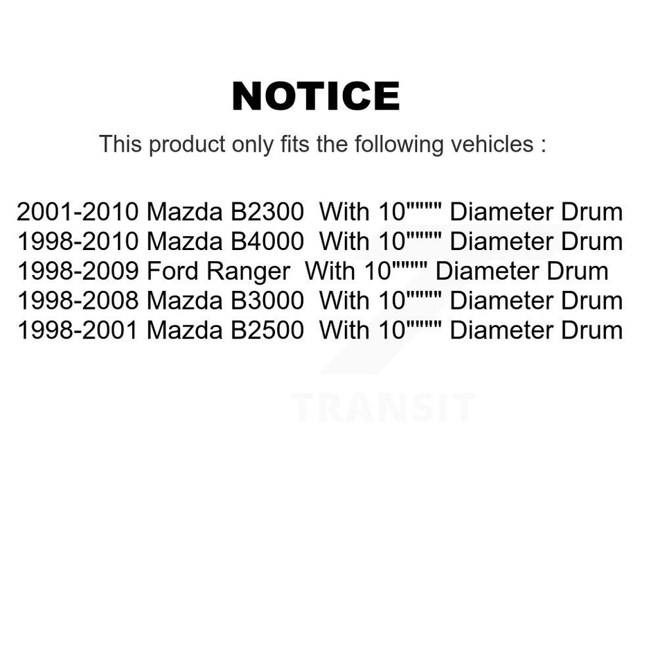 Rear Brake Drum Shoes Spring And Cylinders Kit For Ford Ranger Mazda B3000 B2500 B4000 B2300 With 10" Diameter K8N-100240